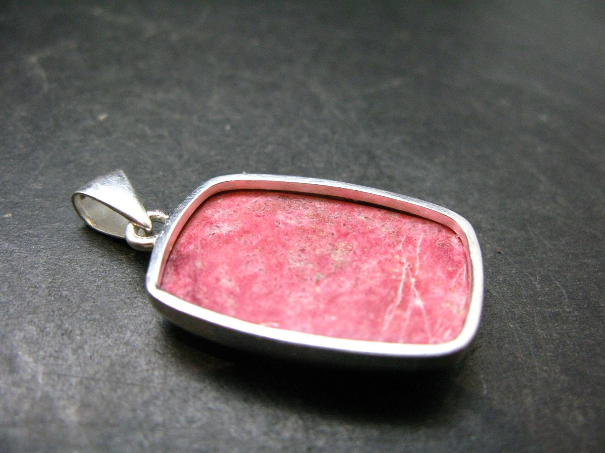 Thulite Silver Plated Pendant From Norway - 1.7" - 7.50 Grams