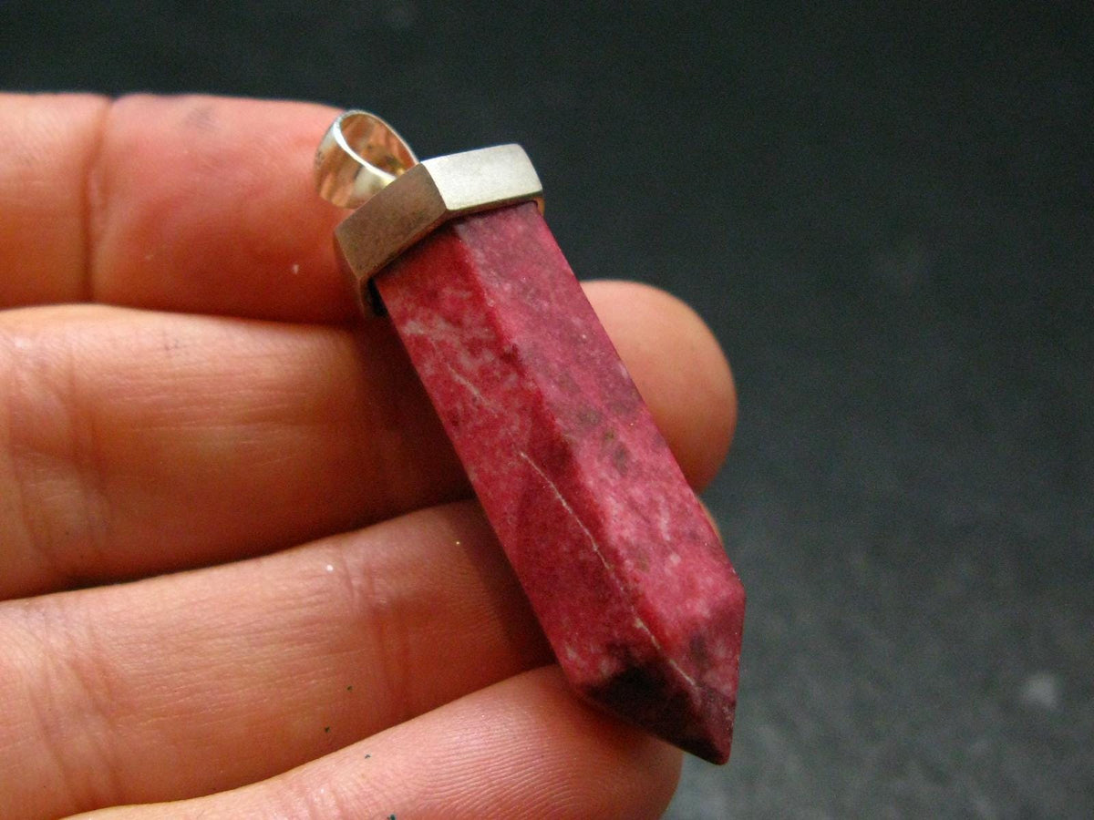 Thulite Silver Pendant From Norway - 1.7"