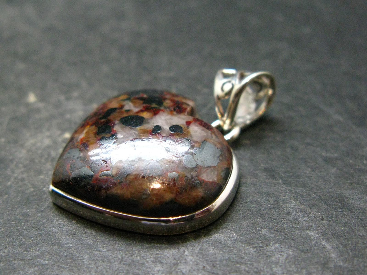 Zincite Franklinite Willemite Silver Heart Pendant From USA - 1.2" - 9.09 Grams