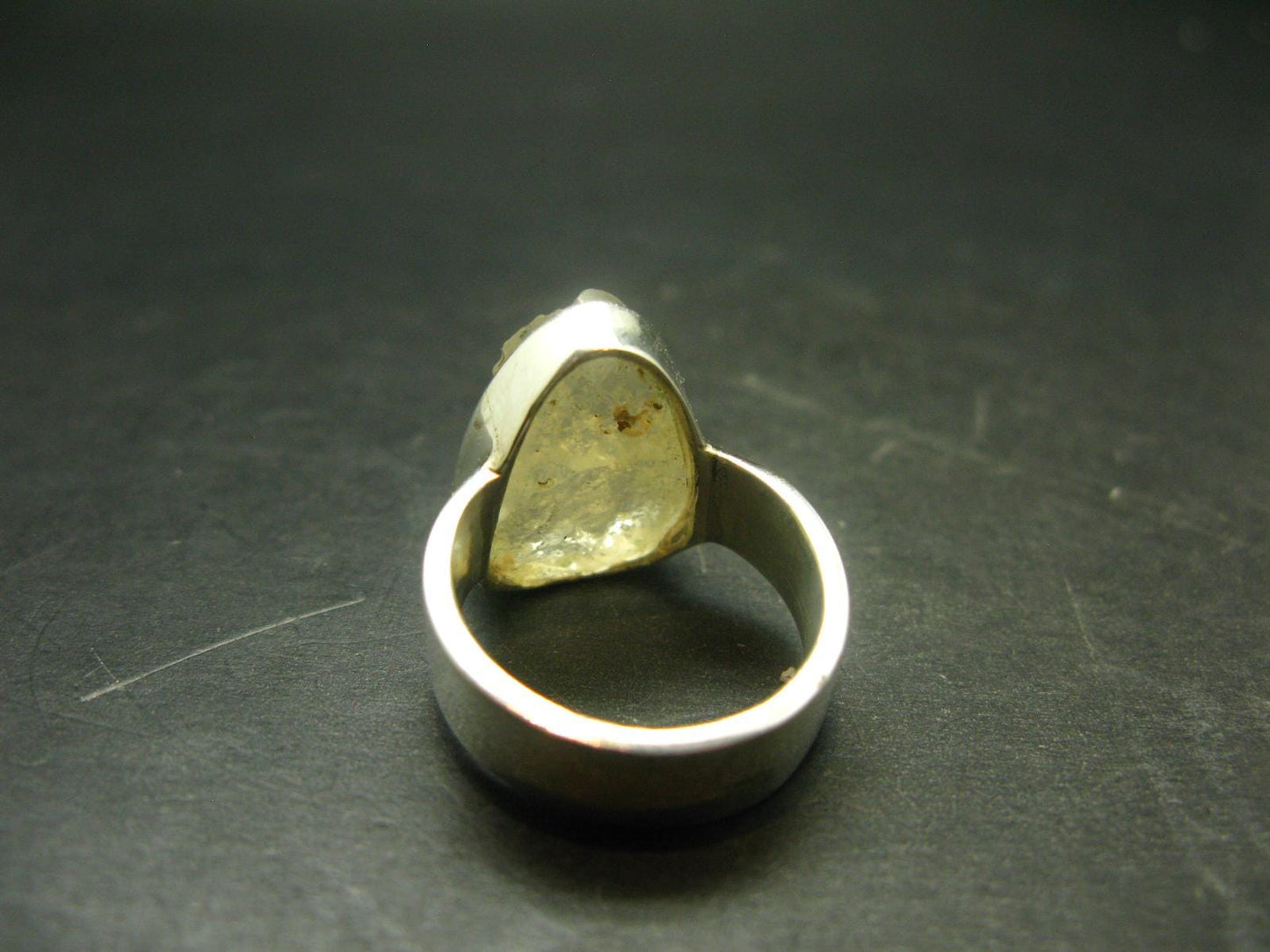 Natural Gem Raw Libyan Desert Glass Tektite Sterling Silver Ring from Libya - Size 10 - 10.6 Grams