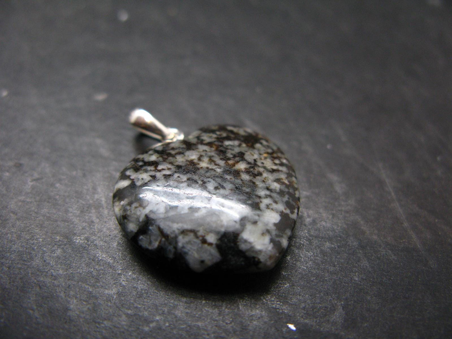 Rare Impactite Silver Heart Pendant From Norway - 1.0"