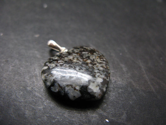 Rare Impactite Silver Heart Pendant From Norway - 1.0"