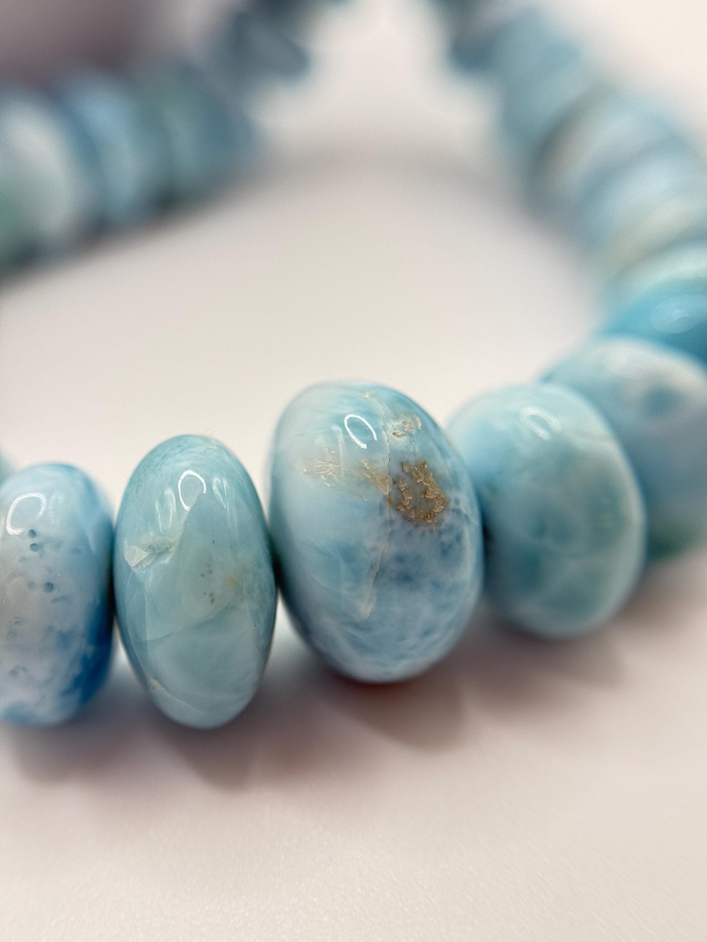 Larimar Bead Necklace Natural Blue Stone Necklace Ocean Inspired Jewelry Gift