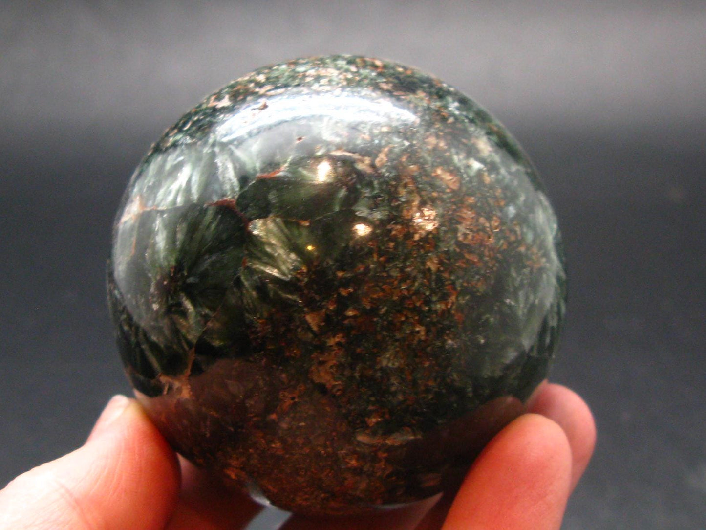 Nice Polished Seraphinite Clinochlore Sphere From Russia - 2.3"