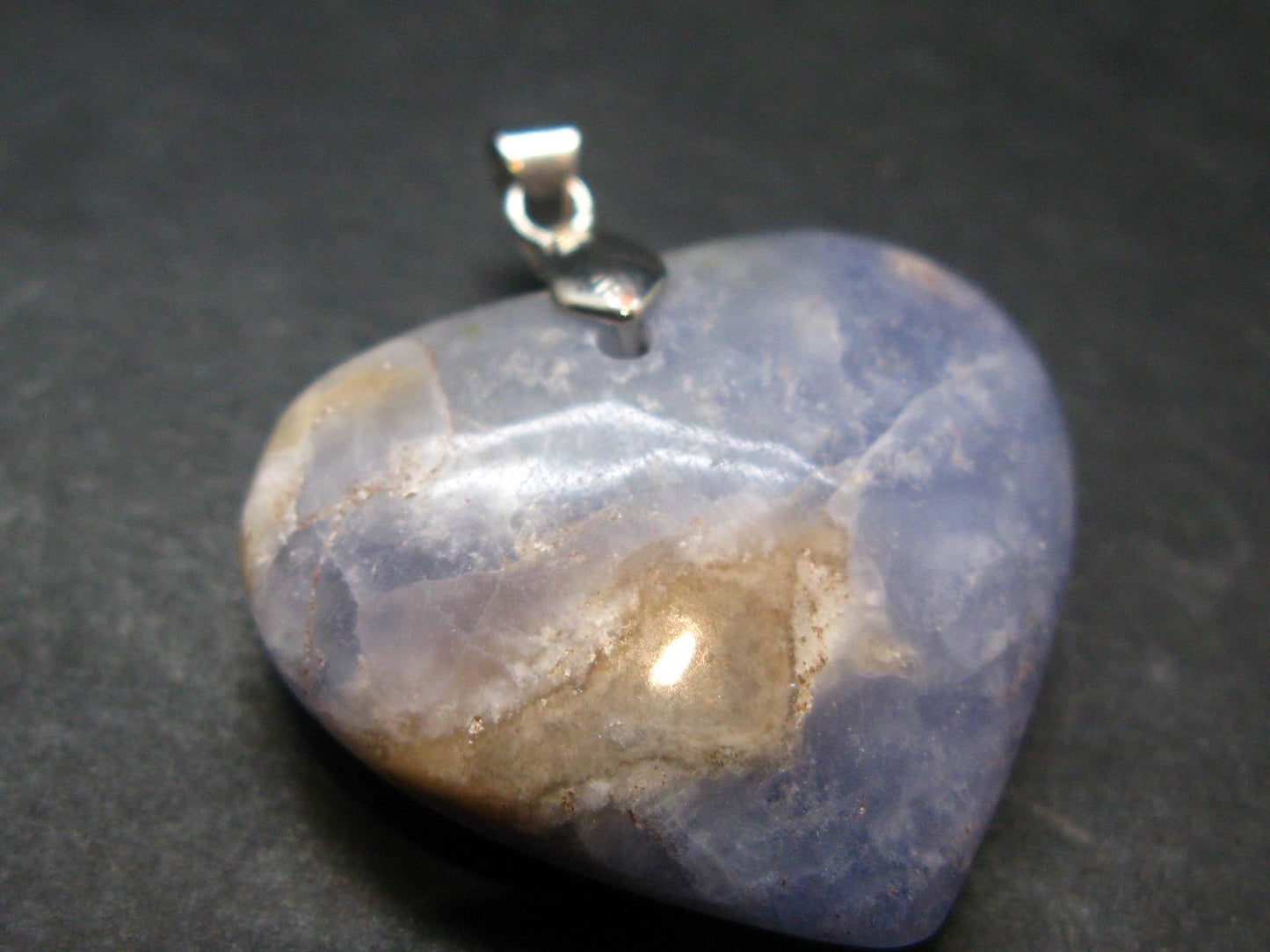Rare Raw Hackmanite Silver Heart Pendant from Afghanistan - 1.6" - 13.51 Grams
