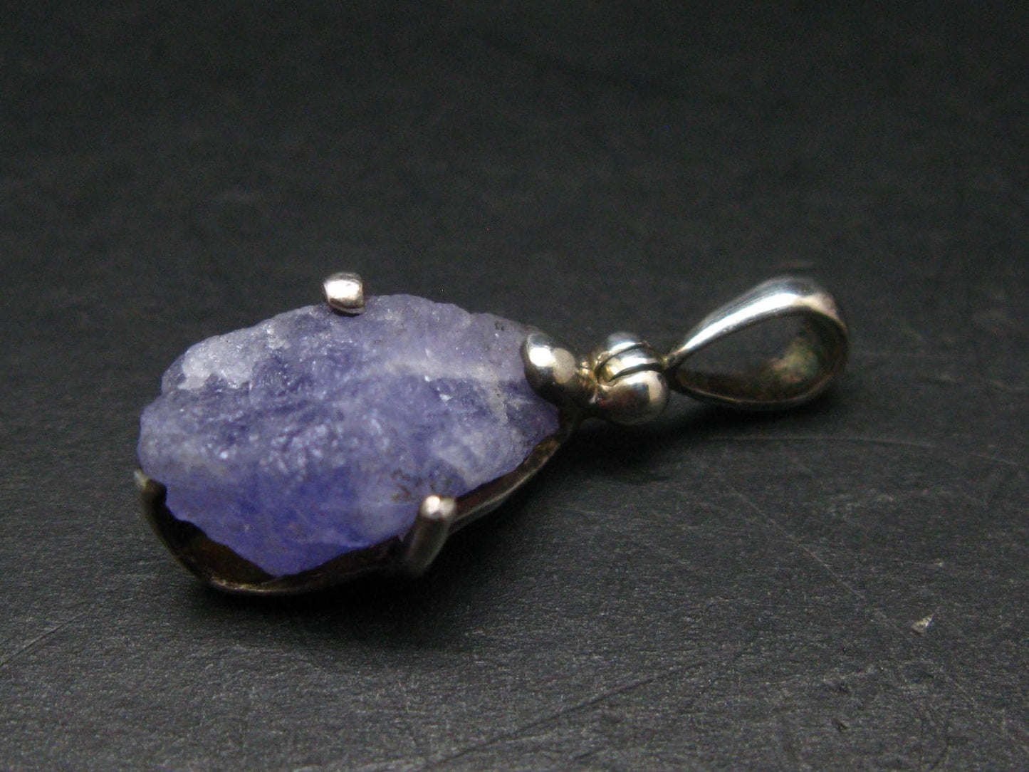 Rare Raw Hackmanite Silver Pendant from Afghanistan - 0.8" - 3.0 Grams