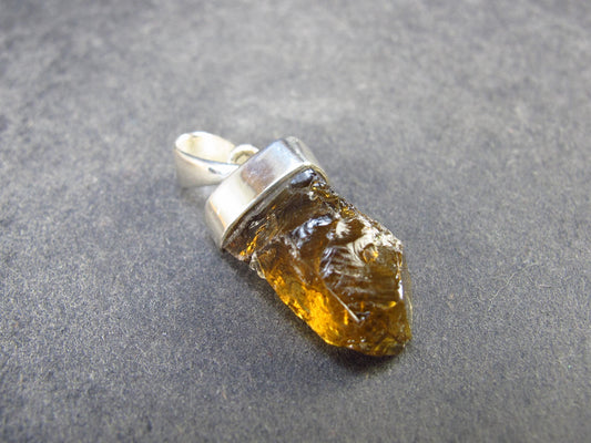 Natural Unheated Citrine Sterling Silver Pendant from Zambia - 1.1" - 2.50 Grams