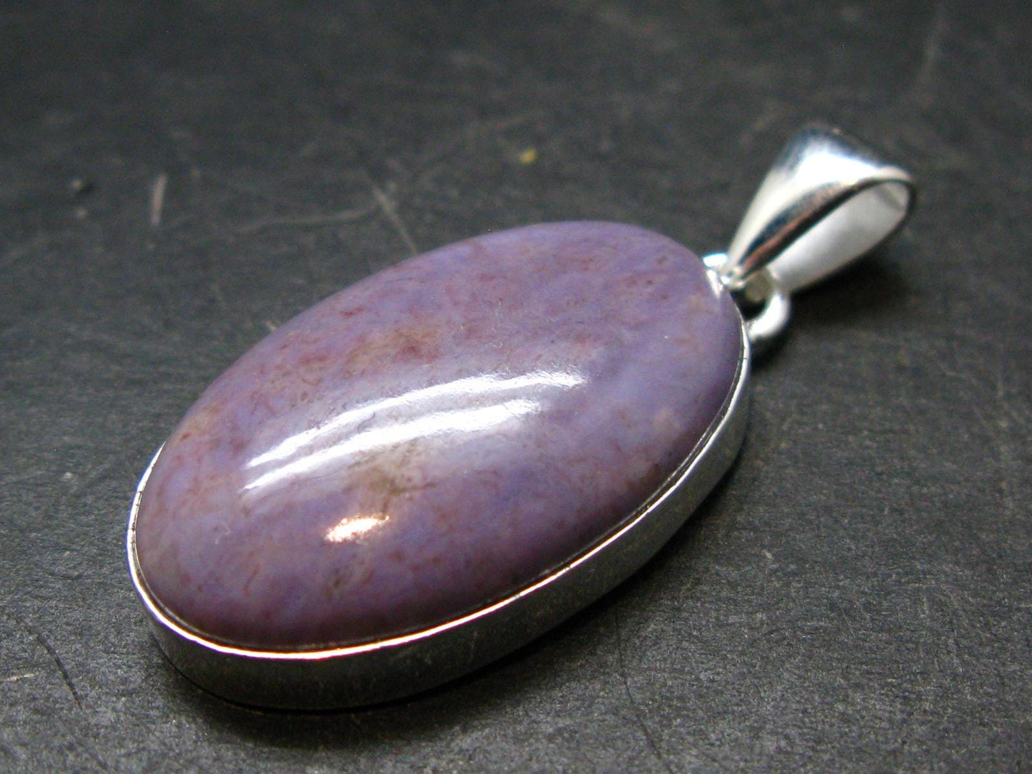 Purple Jade Silver Plated Pendant From Turkey - 1.5" - 6.27 Grams