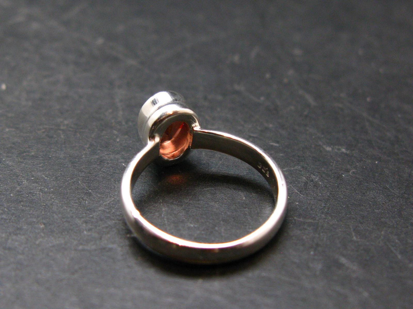 Natural Round Faceted Red Garnet Sterling Silver Ring - Size 5 - 2.55 Grams