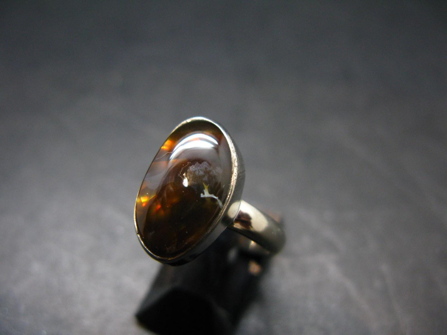 Fire Agate Ring From Mexico - Size 6 - 3.85 Grams
