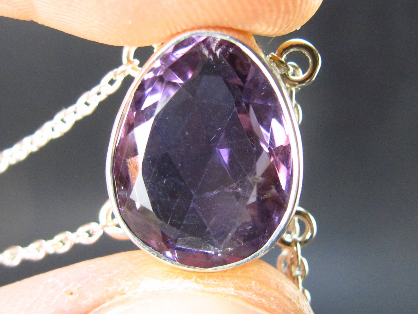 Natural Faceted Amethyst Bracelet 925 Sterling Silver - 7.5" - 5.1 Grams