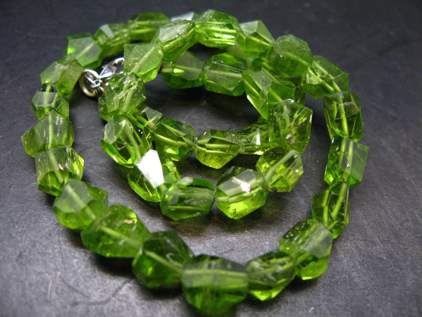 Gem Olivine Peridot Beads Necklace From Pakistan - 17"