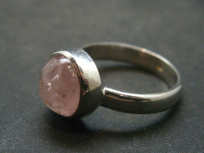 Pink Beryl!! Natural Raw Morganite Silver Ring From Brazil - Size 7 - 3.61 Grams
