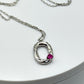 Ruby Silver Oval Necklace | Minimalist July Birthstone Pendant | Sterling Silver Chain