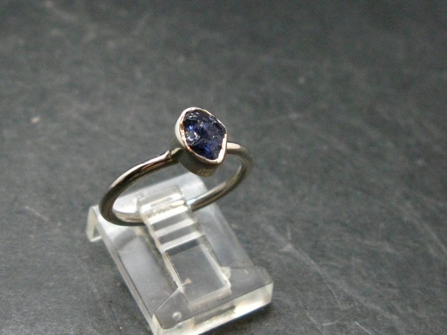 Benitoite Silver Ring From California - Size 6 - 1.84 Grams