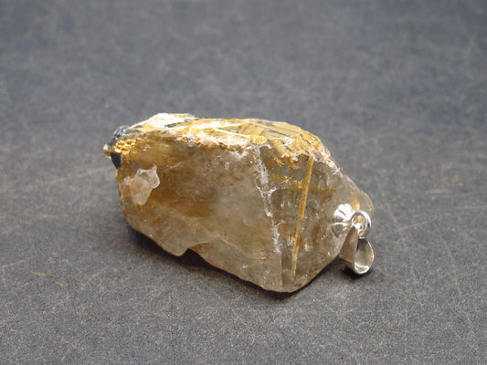 Fine Rutilated Quartz crystal Silver Pendant from Brazil - 1.4" - 9.5 Grams