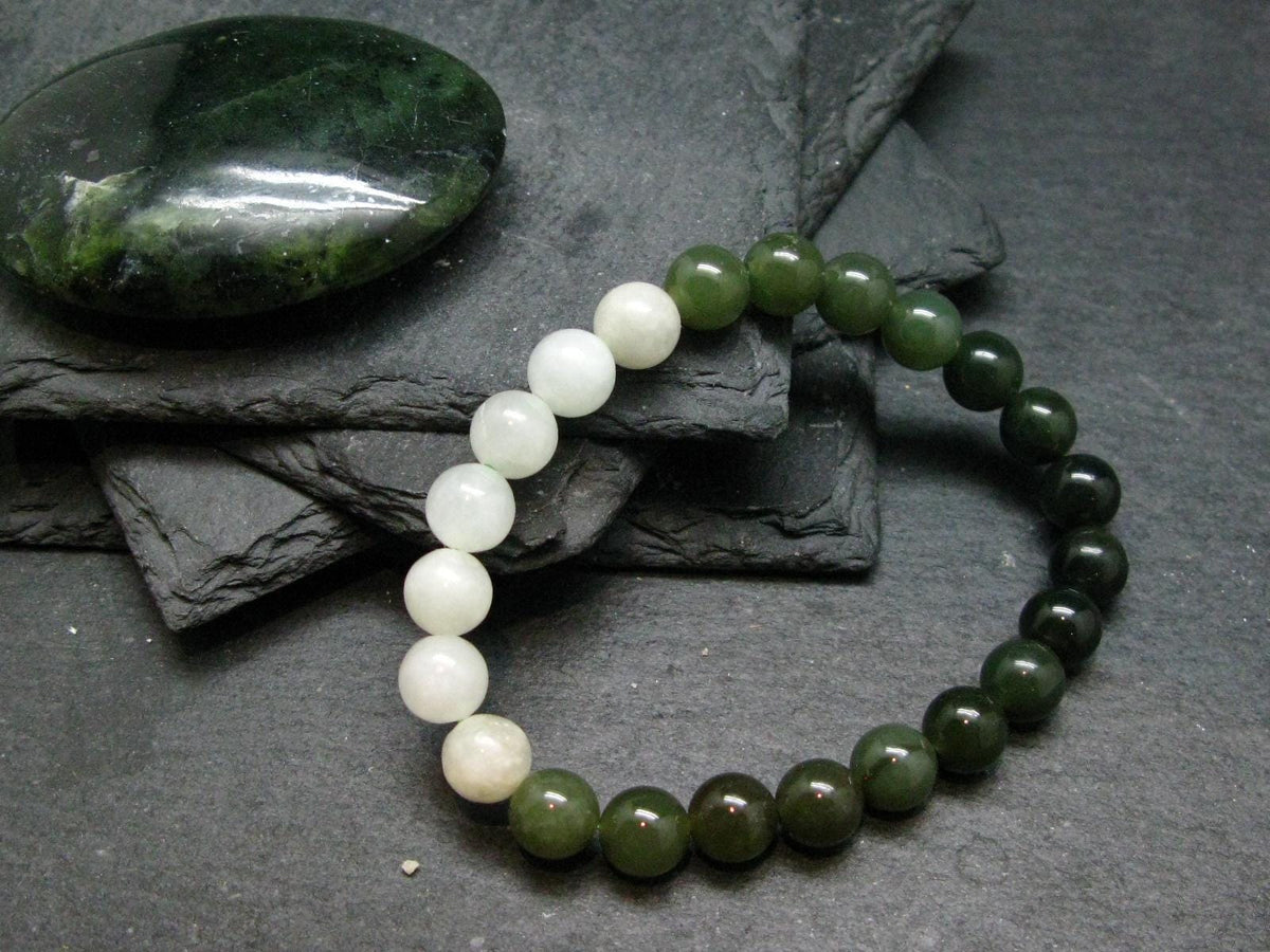 Multicolor Jade Jadeite Genuine Bracelet ~ 7 Inches ~ 8mm Round Beads