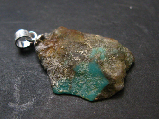 Genuine Turquoise Silver Pendant From Sleeping Beauty Arizona - 1.1" - 2.2 Grams