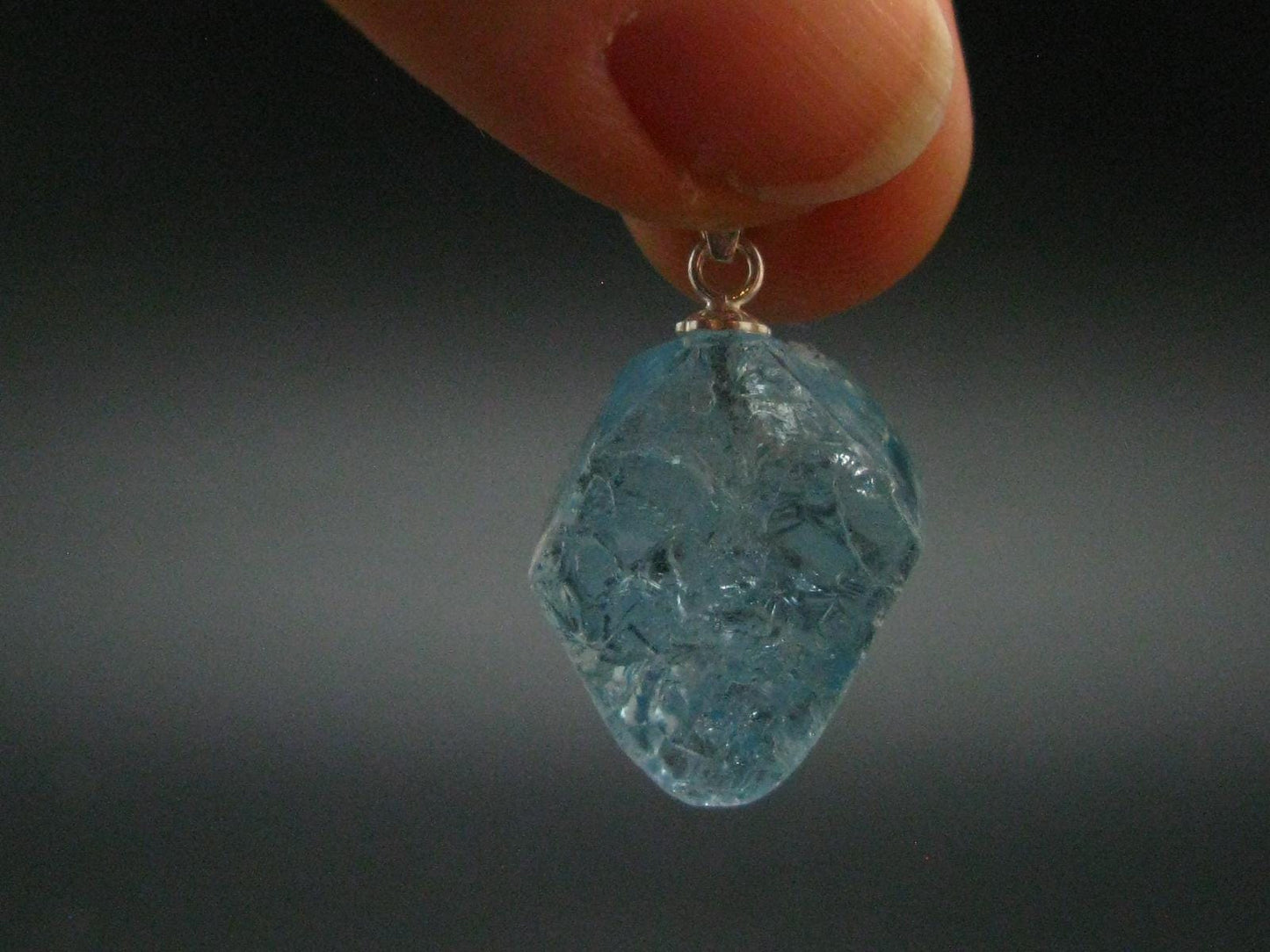 Natural Blue Topaz Crystal Silver Pendant From Russia - 1.0" - 28.10 Carats