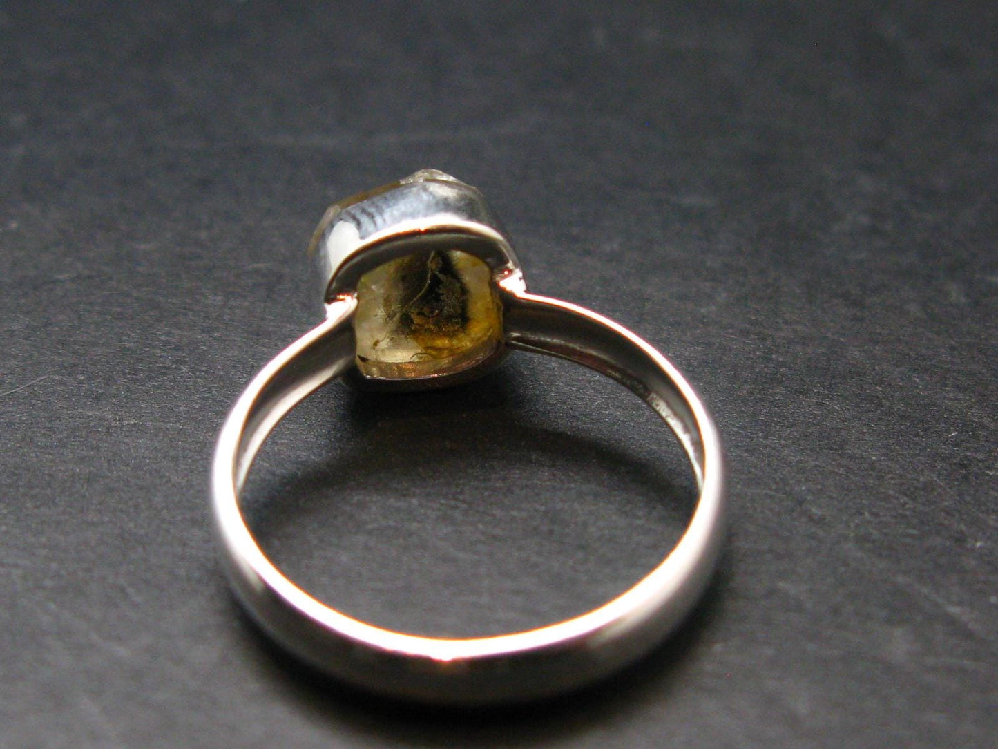 Green Herderite Silver Ring From Brazil - 2.05 Grams - Size 6