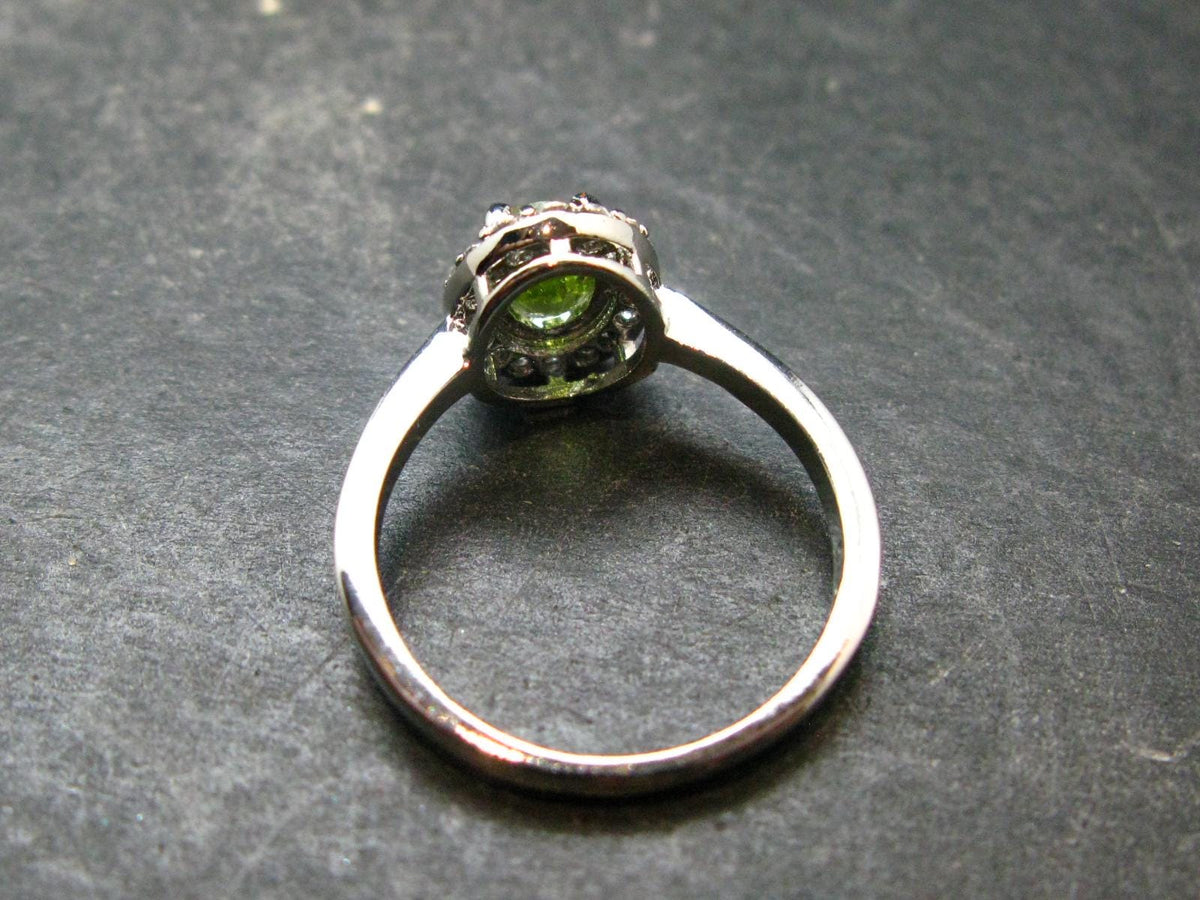 Natural Faceted Peridot Olivine Sterling Silver Ring - 2.86 Grams - Size 7.5