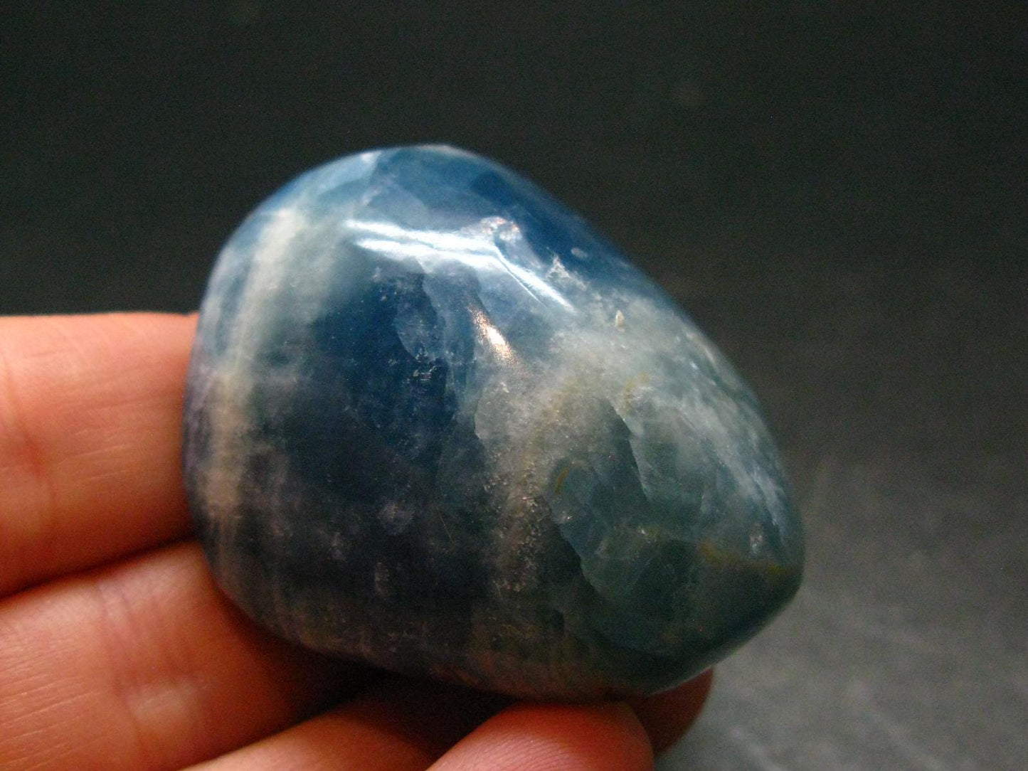 Nice Lemurian Aquatine Blue Calcite Tumbled From Argentina - 1.7" - 54.08 Grams