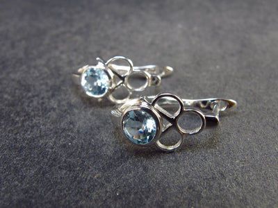 Faceted Natural Sky Blue Topaz Dangle 925 Silver Earrings from Brazil - 0.7" - 2.70 Grams