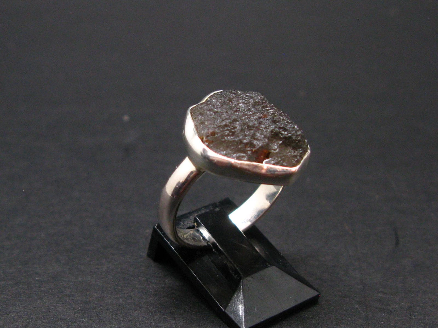 Rare Cintamani Pseudotektite Ring from Indonesia - 4.14 Grams, Size 8