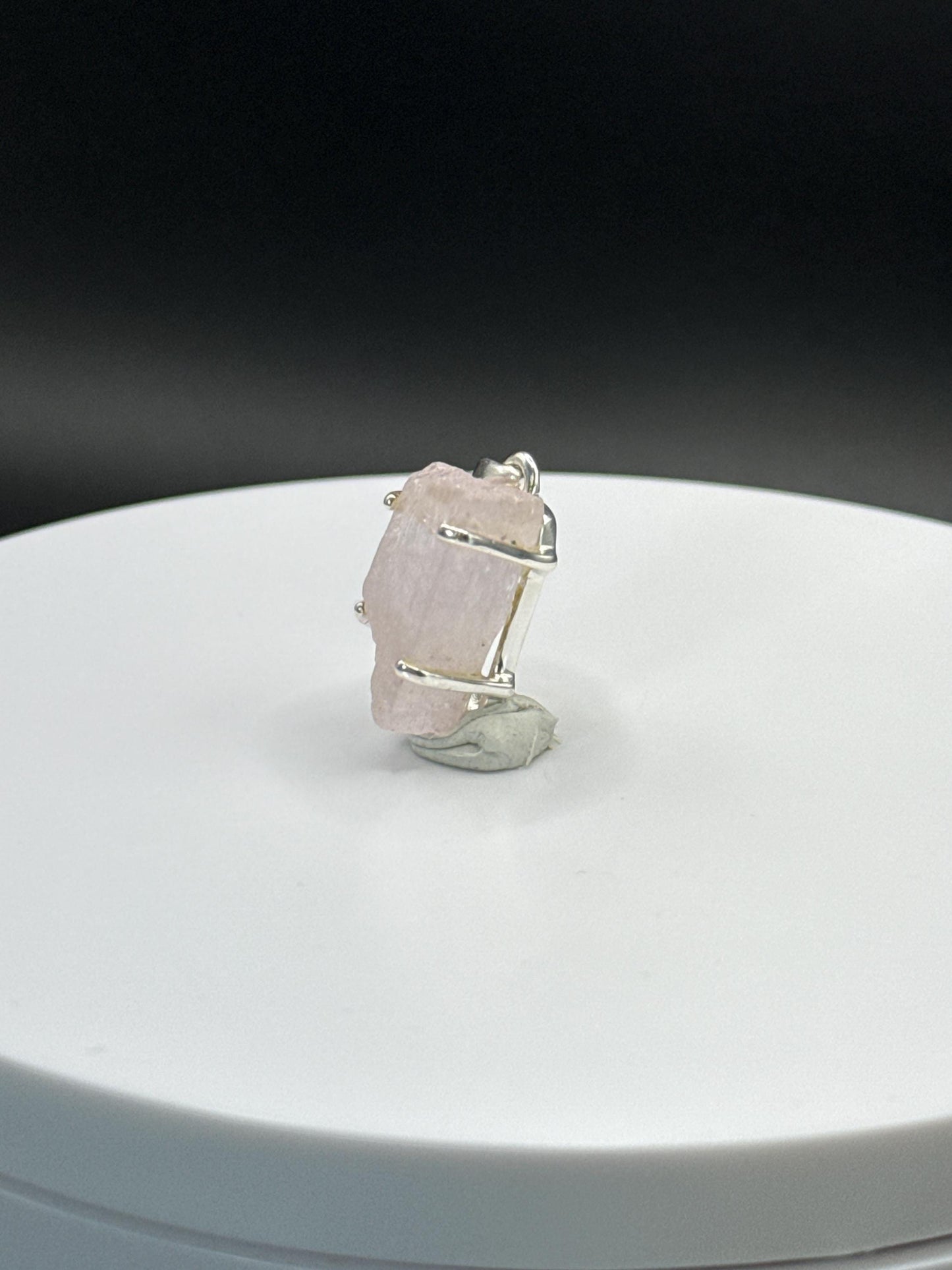 Raw Pink Stone Charm | Natural Crystal Silver Drop