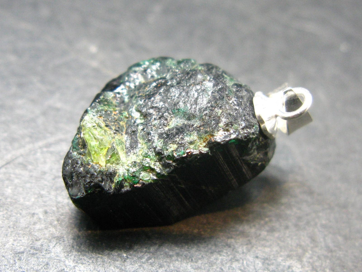 Rare Usambara Chrome Tourmaline Crystal Silver Pendant From Tanzania - 0.9" - 3.07 Grams