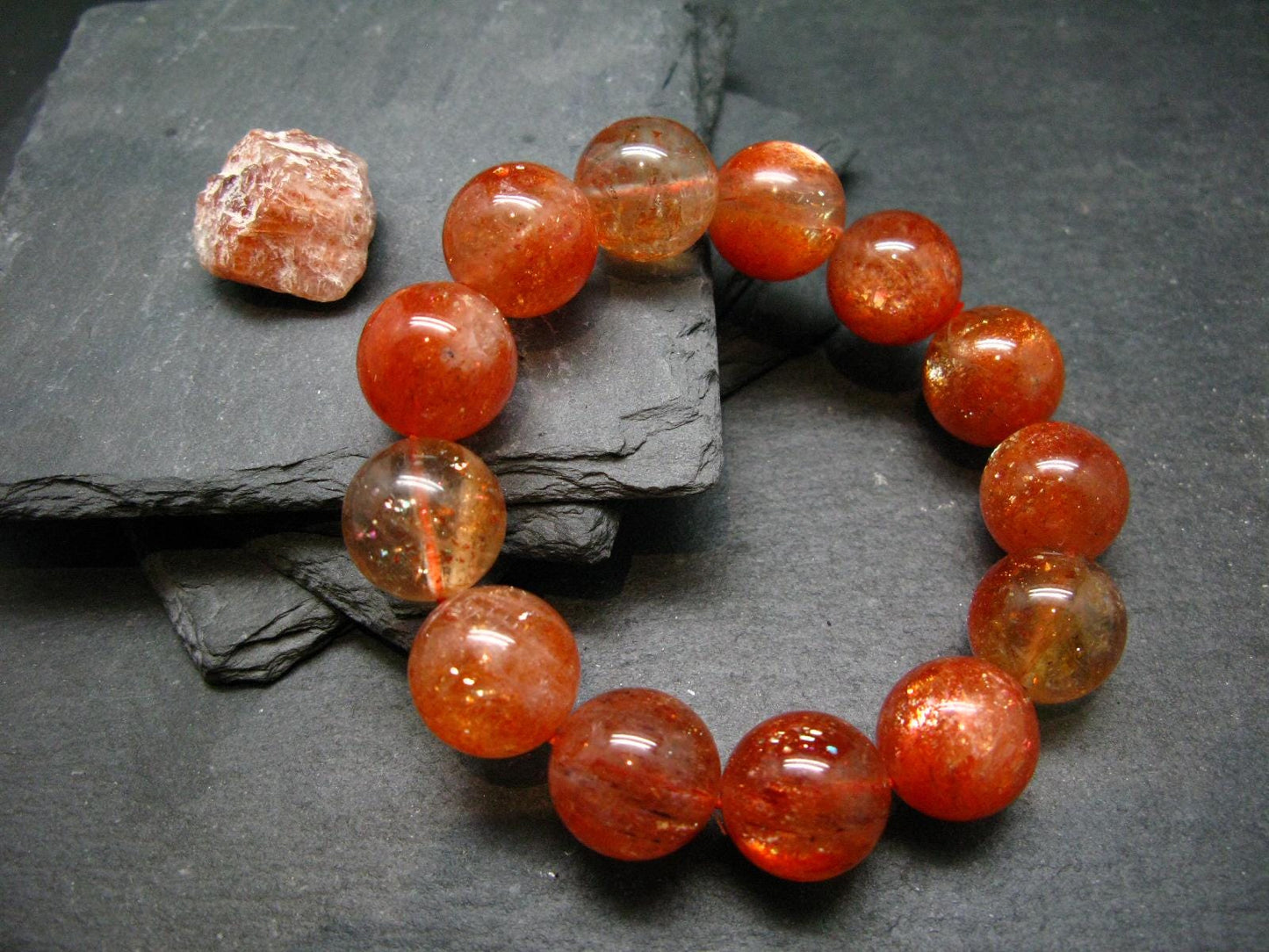 Sunstone AAA Grade Genuine Bracelet ~ 7.5 Inches ~ 16mm Round Beads