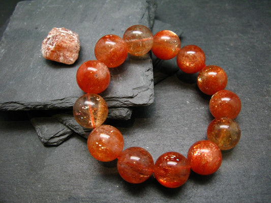 Sunstone AAA Grade Genuine Bracelet ~ 7.5 Inches ~ 16mm Round Beads
