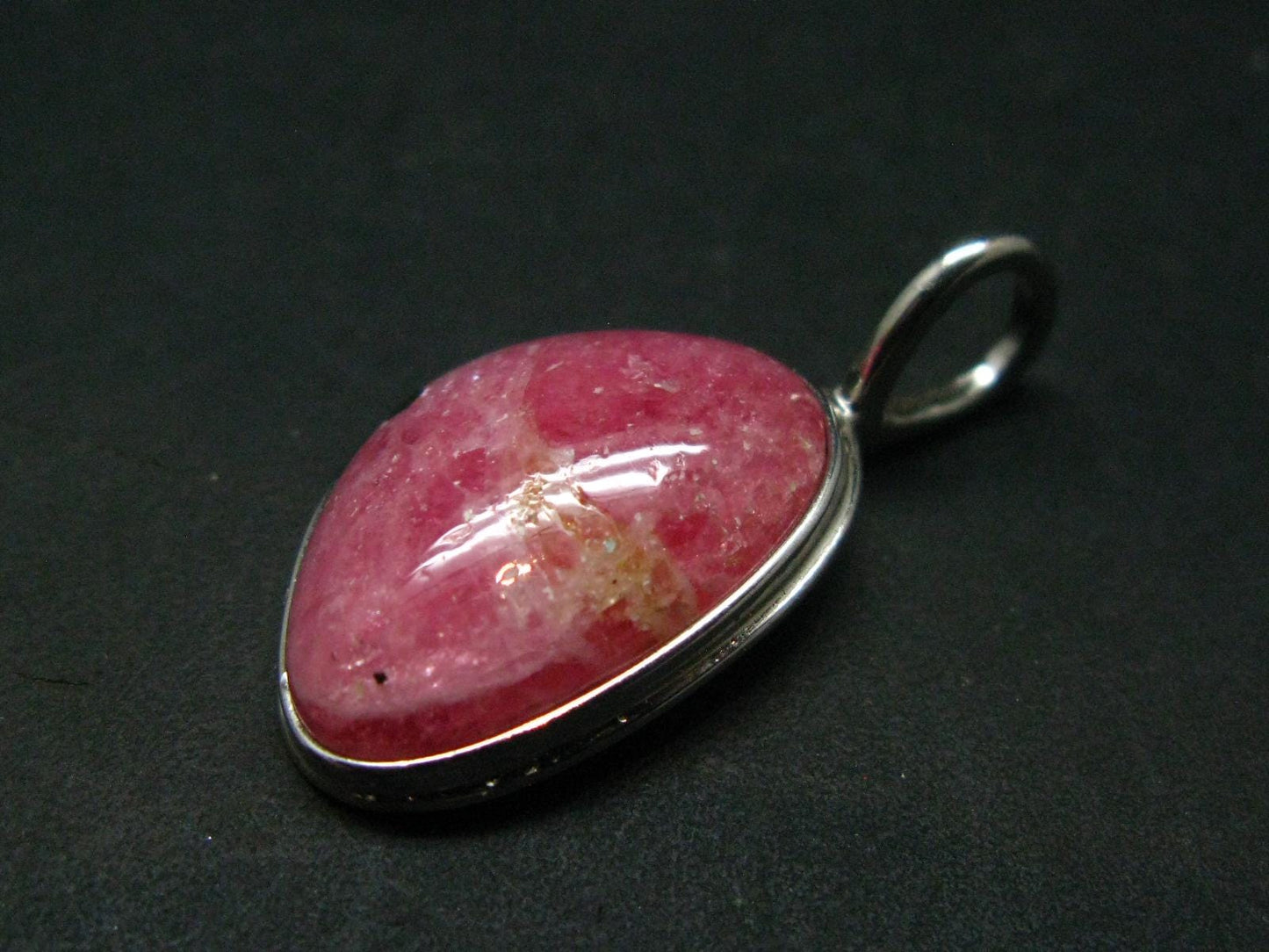 Rare Rhodochrosite Sterling Silver Pendant From Alma Colorado - 1.3" - 5.82 Grams