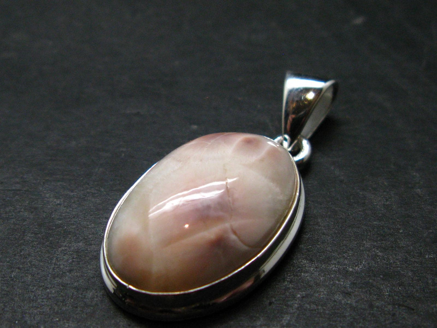 Natrolite Silver Plated Pendant Necklace From Indonesia - 1.3" - 4.81 Grams