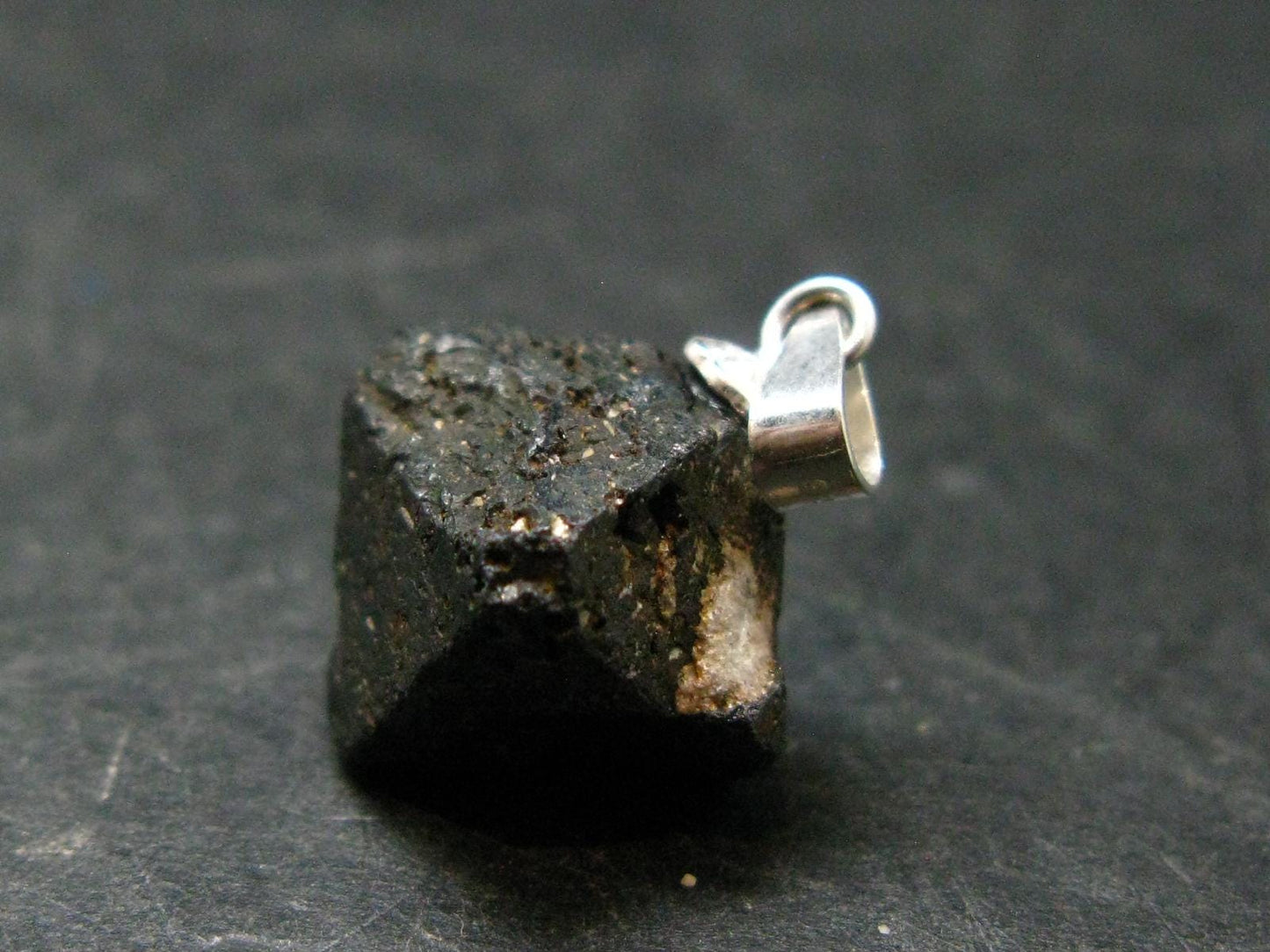 Magnetite Crystal Silver Pendant From Bolivia - 0.8" - 3.59 Grams