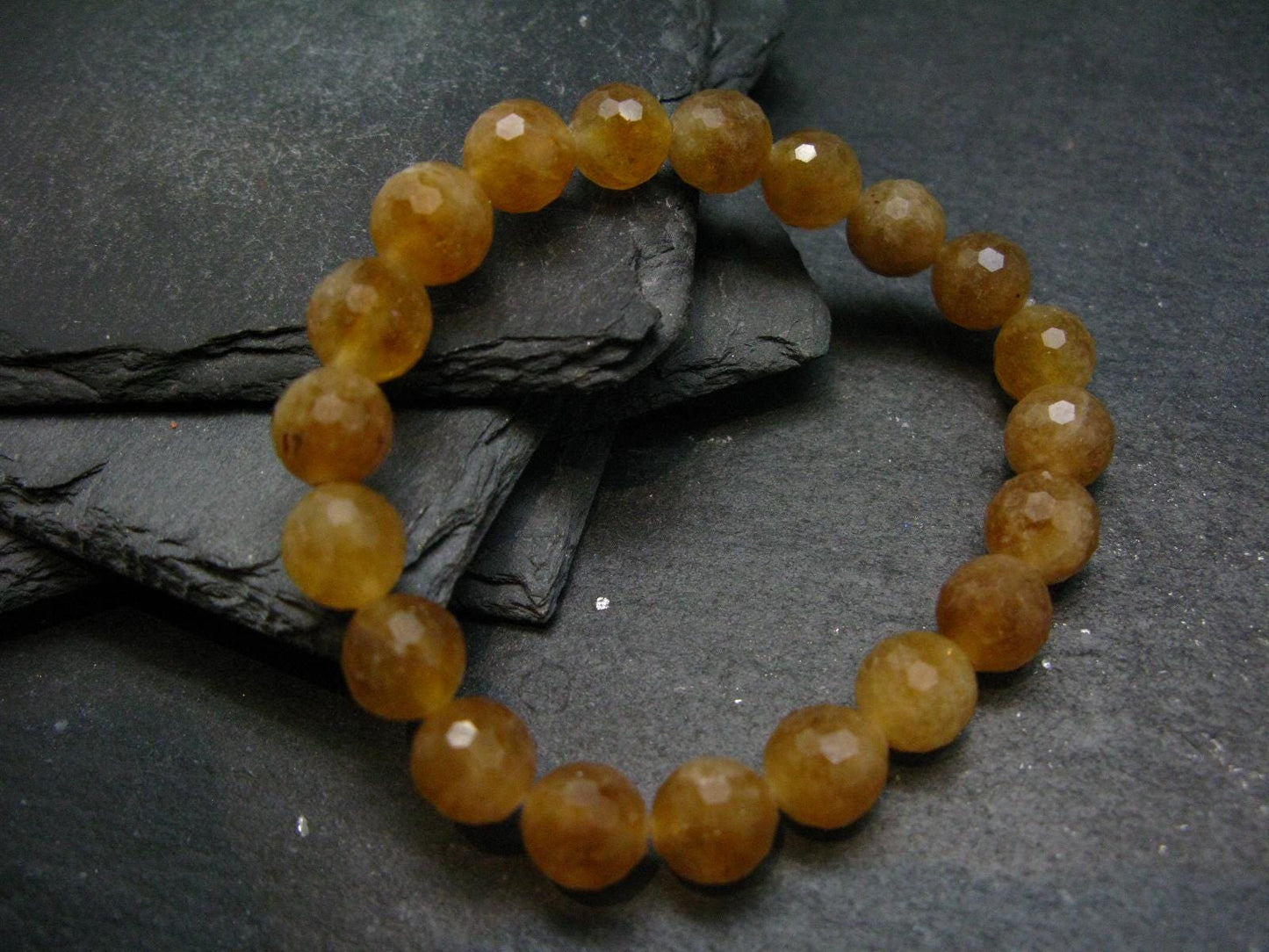 Rare Golden Apatite Genuine Bracelet From Mexico ~ 7 Inches ~ 10mm Facetted Beads