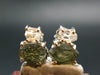 Moldavite & Herkimer Diamond Silver Stud Earrings - 0.7" - 2.29 Grams