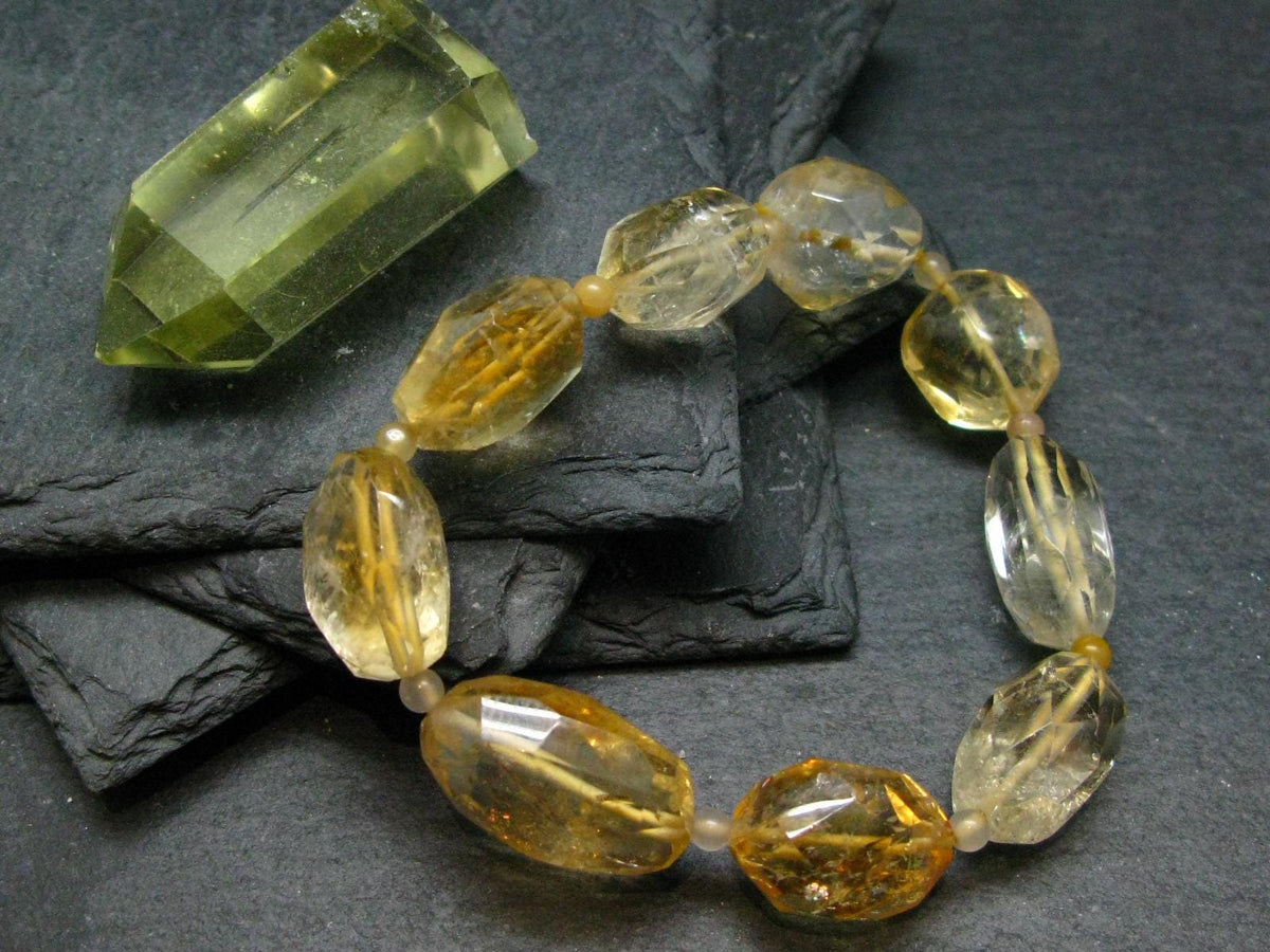 Citrine Genuine Bracelet ~ 7 Inches ~ 16mm Facetted Beads