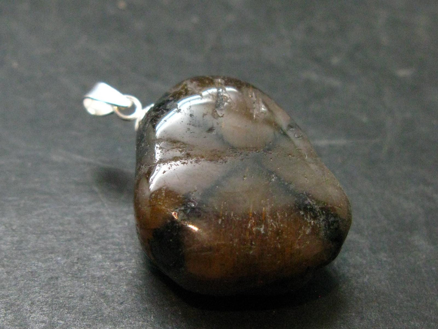 Perfect Cross-Shaped Andalusite (Variety of Chiastolite) Polished Silver Pendant from China - 1.2" - 10.49 Grams