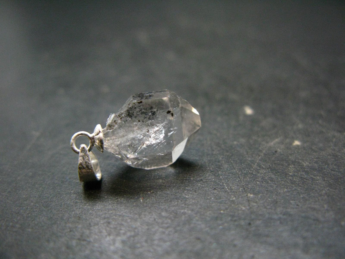 Fine Natural Herkimer Diamond Silver Pendant From New York - 0.8" - 1.31 Grams