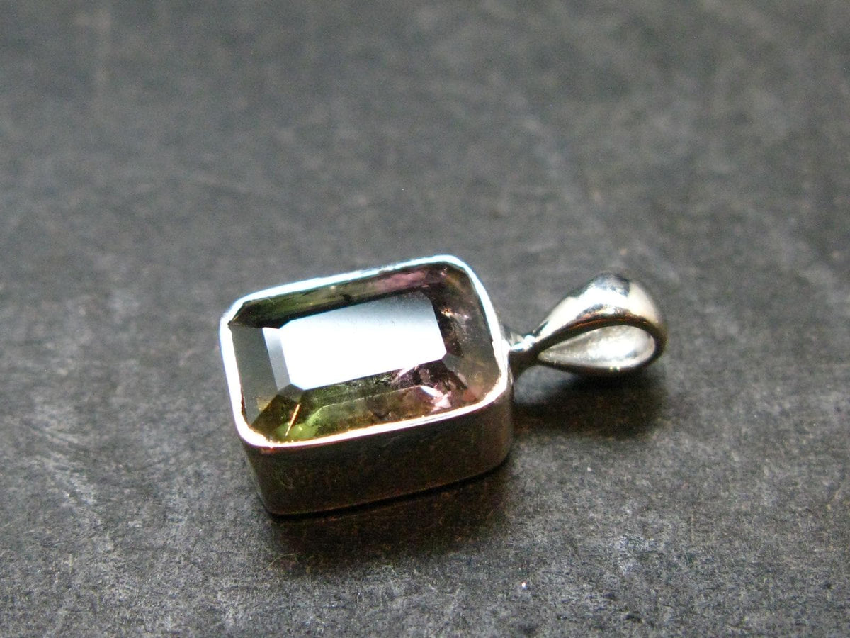 Gem Watermelon Tourmaline Crystal Silver Pendant From Brazil - 0.6" - 1.36 Grams