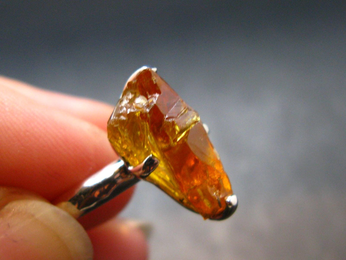 Fire Red Zincite Zinkite 925 Silver Ring from Poland - Size 7 - 4.61 Grams