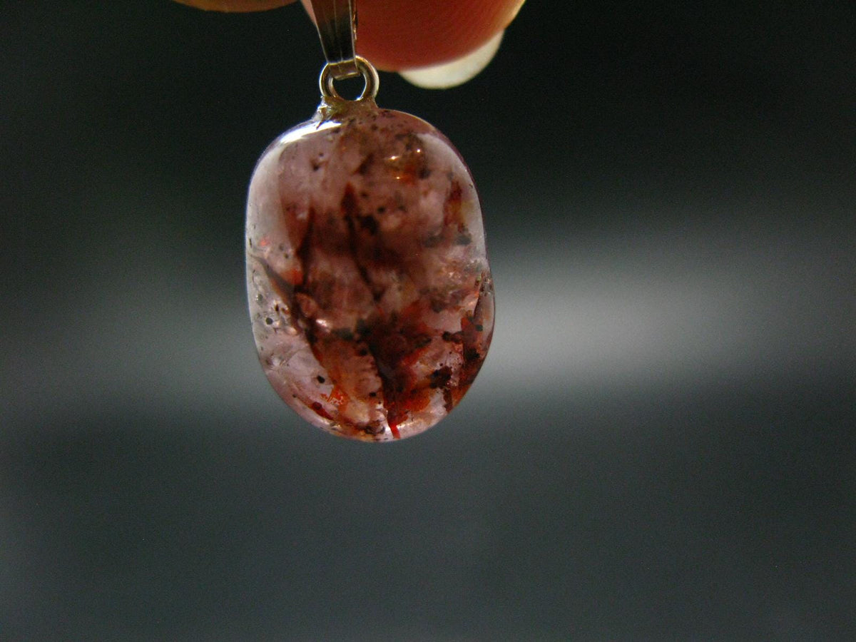 Strawberry Quartz Tumbled Silver Pendant - 1.0" - 3.45 Grams