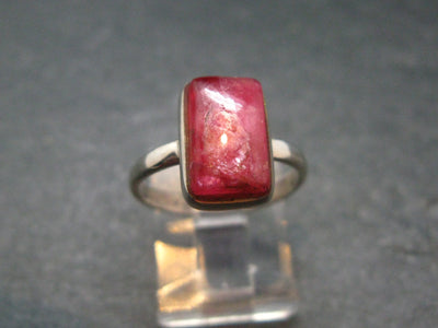 Vivid Juice Carmine Red Gem Rhodonite Silver Ring From Brazil - 3.65 Grams - Size 6.5