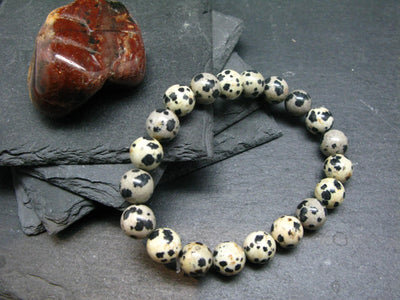 Dalmation Jasper Genuine Bracelet ~ 7 Inches ~ 10mm Round Beads