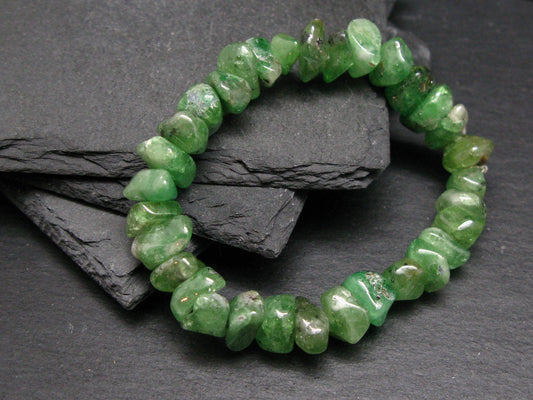 Green Garnet Tsavorite Genuine Bracelet ~ 7 Inches ~ 12mm Tumbled Beads