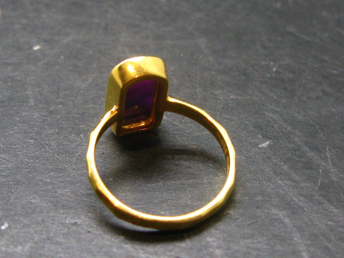 Sugilite Silver Gold Plated Ring From South Africa - 3.55 Grams - Size 8.25