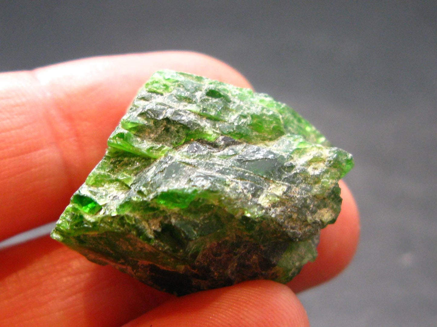 Gemmy Raw Natural Intense Forest Green Chrome Diopside Raw Piecet from Russia - 0.9"