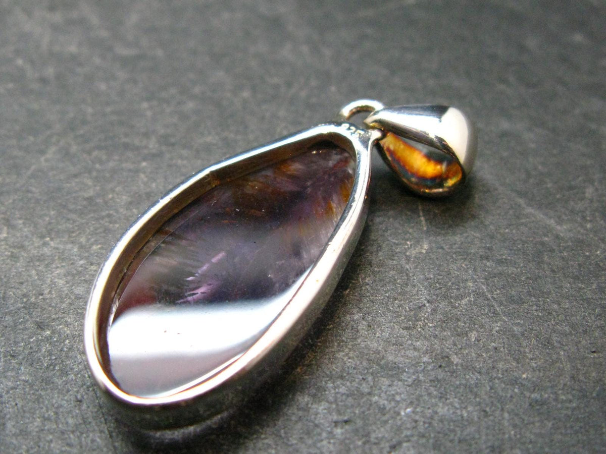 Cacoxenite Super 7 Silver Pendant From Brazil - 1.5" - 4.36 Grams