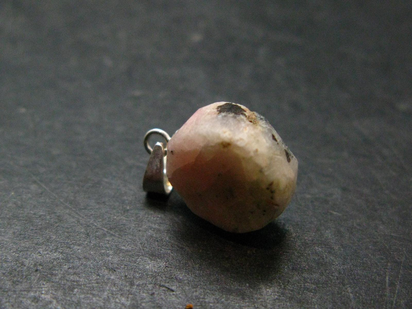 Rare Pink Tugtupite Sterling Silver Pendant From Greenland - 0.8" - 1.58 Grams